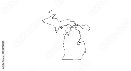 Minimalist delineation of Michigan state outline on pristine background for modern design use