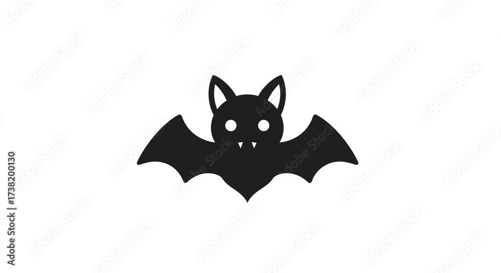 Obraz premium Monochrome depiction of a halloween silhouette bat image spreading its wings against white