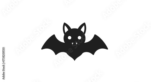 Monochrome depiction of a halloween silhouette bat image spreading its wings against white