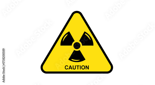 Radioactive hazard symbol in yellow triangle: Warning sign for potential danger in work environments