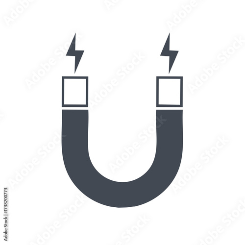 Powerful horseshoe magnet vector icon symbolizing attraction and energy force