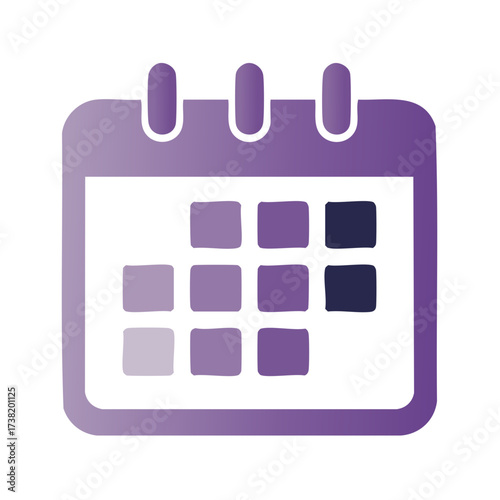 Gradient purple calendar showcasing appointments with designated dates for event management and reminders in office