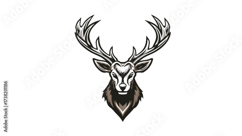 Majestic Deer Head with Impressive Antlers Isolated