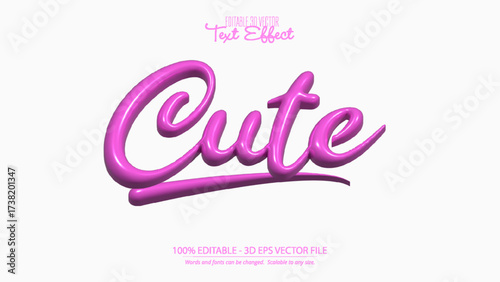 Cute 3D editable pink text effect design for creative projects and stylish typography use