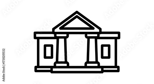Symmetrical portico structure icon with classical architectural style elements and details