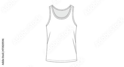 Technical sketch of a basic white tank top for fashion design and apparel creation
