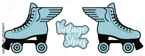 Roller Shoes Logo Vector Art, Icons, Sports Retro Roller Shoes vector illustration of a shoe with a business concept logo is an iconic symbol on White Background.