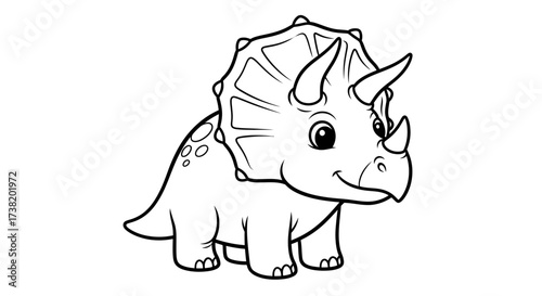 Whimsical Triceratops Illustration for Children's Books and Educational Materials