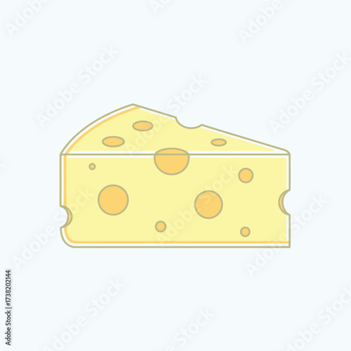 Cheese slice vector illustration with holes