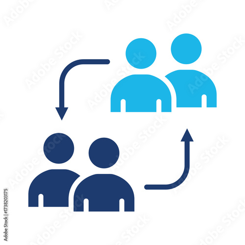 Comparison Group Icon In Blue Monochrome Flat Design, Vector Illustration 