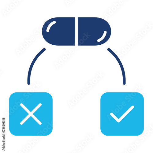 Placebo Icon In Blue Monochrome Flat Design, Vector Illustration 