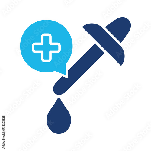 Dosage Icon In Blue Monochrome Flat Design, Vector Illustration 