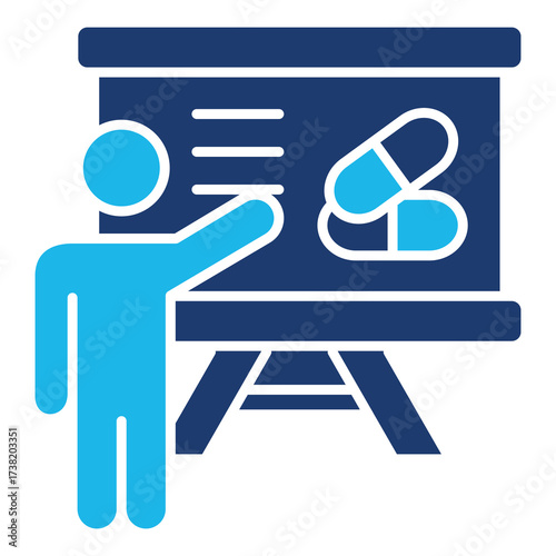 Clinical Trial Icon In Blue Monochrome Flat Design, Vector Illustration 