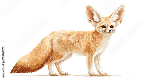 Cute Fennec Fox Illustration - Standing Proudly with Nature Background