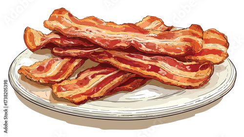 Tempting Bacon Ready to Serve Vector Illustration