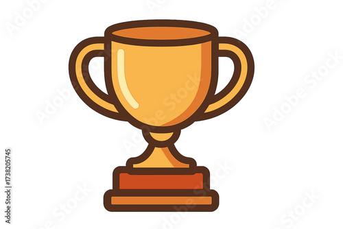 Classic golden award trophy with handles symbolizing success and victory in competition