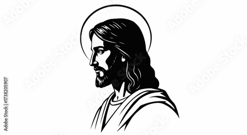 Serene illustration of Jesus Christ in profile with flowing hair and beard, a symbol of faith, hope, and spiritual guidance