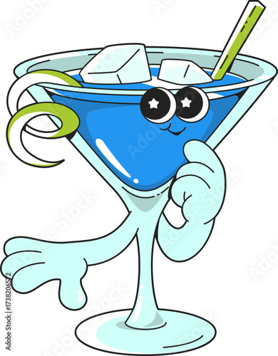 Blue Cocktail Mascot