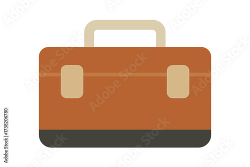 Traditional brown briefcase or toolbox with handle and secure latches for business or travel