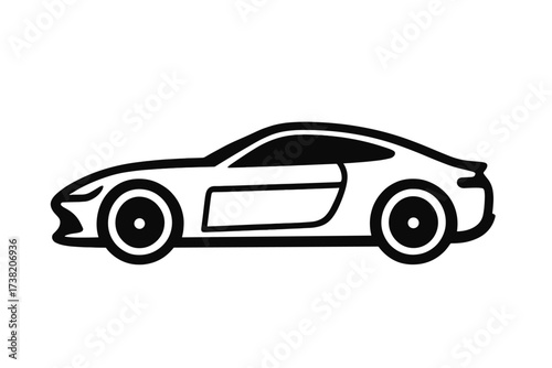 Modern sports car silhouette for automotive design and transportation concepts