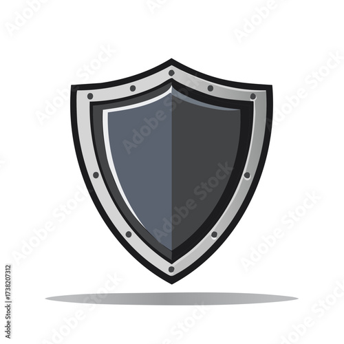 Protection Shield Symbol with Silver Frame Illustration for Security and Defense Concept