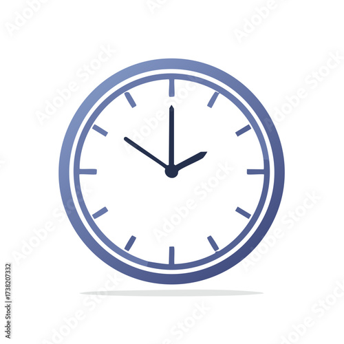 Clock Illustration with Gradient Blue Bezel Hands and Simple Design Indicating the Time of Ten Oclock