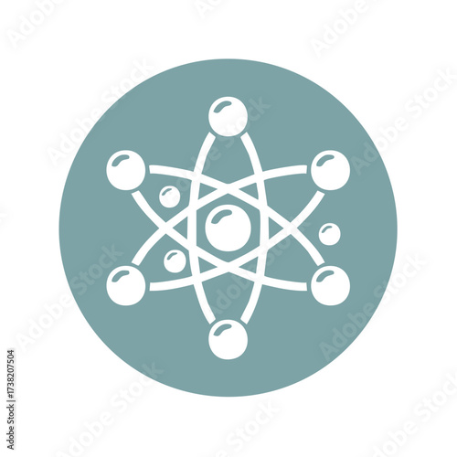 Illustration of Atom Model in Circle on White Background for Science Concept