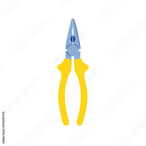 Yellow and blue pliers illustration, a tool for various applications, vector design.
