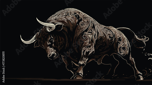 Brooding Bull: Visual Symphony of Shadows in Dark