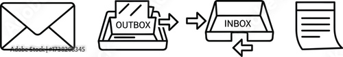 Vector art of email and inbox in line art style