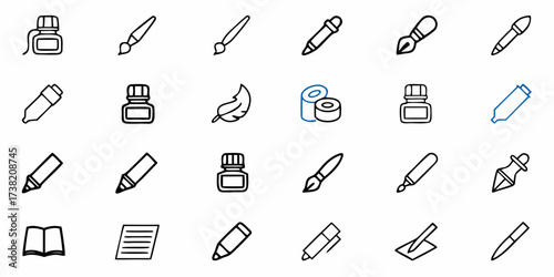 Inspire creativity with a vibrant collection of art and writing tools, perfect for design projects, educational materials, and digital content creation.