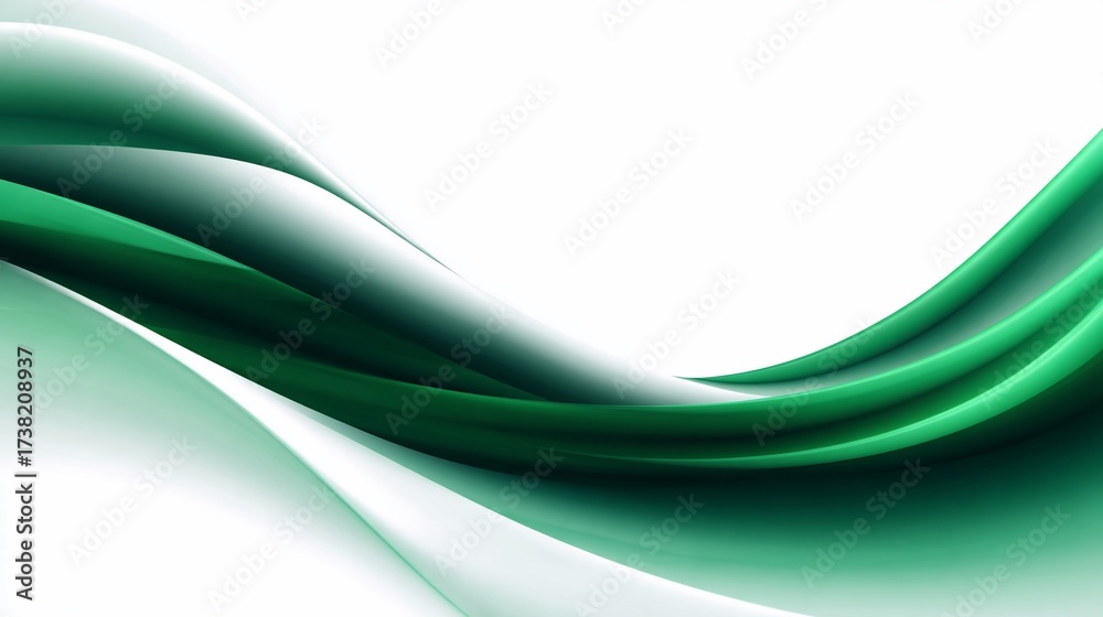 Obraz premium Elegant abstract design features flowing green and white curves with gradient shades