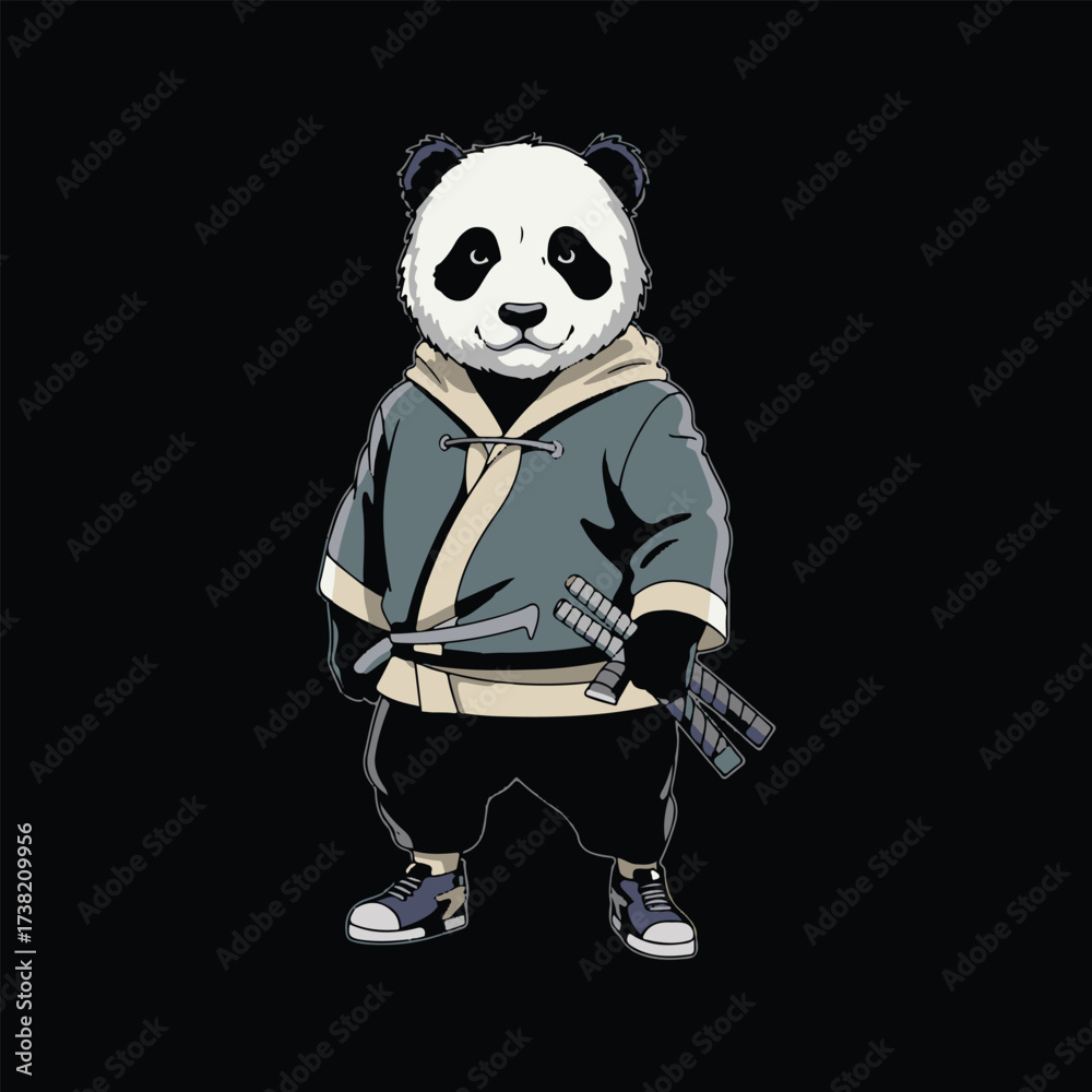 Fototapeta premium Streetwear panda illustration