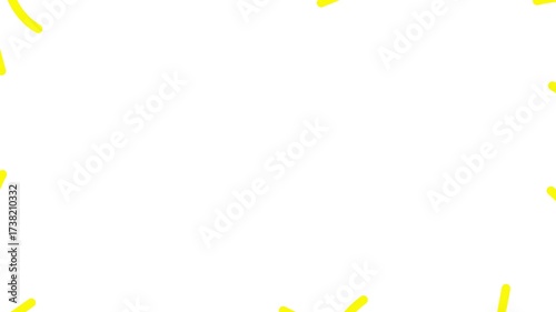 Animated yellow decorative wavy lines is drawn. Linear background with copy space. Looped video. Vector illustration isolated on white background.