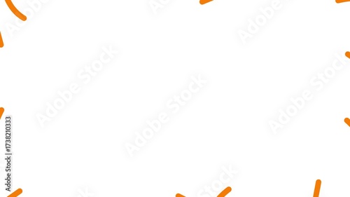 Animated orange decorative wavy lines is drawn. Linear background with copy space. Looped video. Vector illustration isolated on white background.