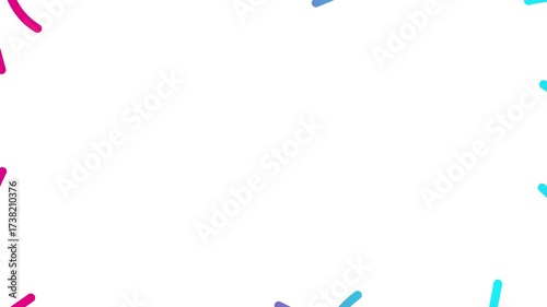 Animated pink blue decorative wavy lines is drawn. Linear background with copy space. Looped video. Vector illustration isolated on white background.