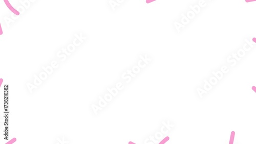 Animated pink decorative wavy lines is drawn. Linear background with copy space. Looped video. Vector illustration isolated on white background.