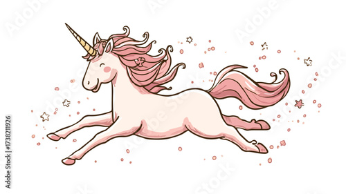 Cheerful Unicorn Leaping Cartoon Vector Design for Creative Projects