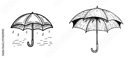 The icon of a black umbrella silhouette is set against a white background