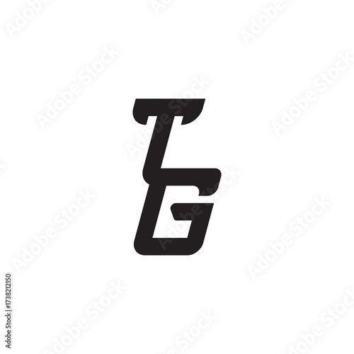 Initial Bold Logo Unique minimalist overlaping TG Monogram Simple Design Alphabet