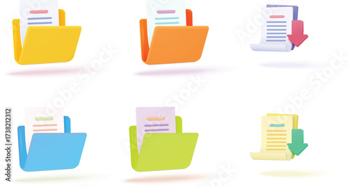 3d folder and paper for management file, document efficient work on project plan concept. Document cartoon style minimal folder with files icon. 3d vector render on isolated pink pastel background