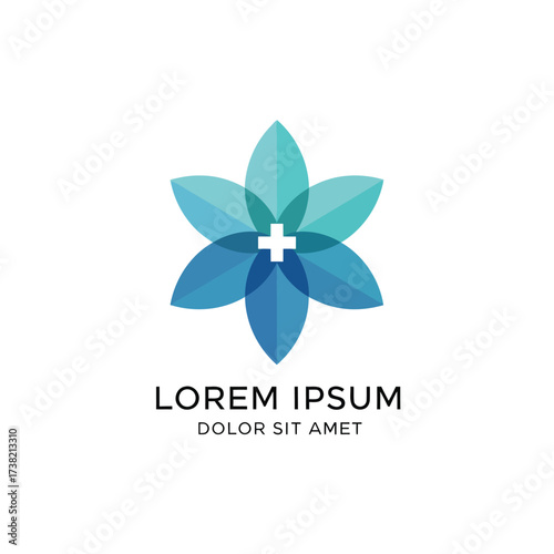 Vector art of abstract flower with medical cross, a symbol of health, wellness, and holistic healing for medical and healthcare services