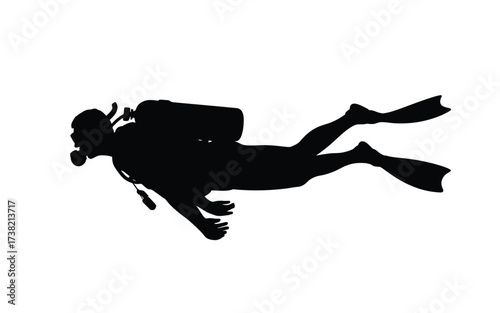 Silhouette of a scuba diver exploring the underwater world