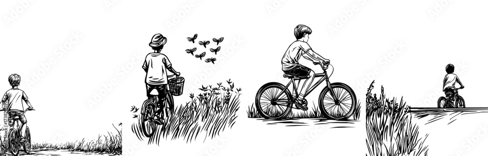 Obraz premium The image of a child riding a bike is perfect for themes related to sports and the outdoors