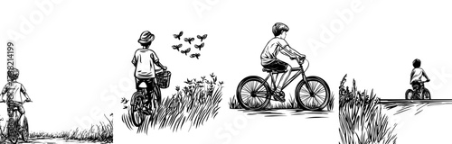 The image of a child riding a bike is perfect for themes related to sports and the outdoors