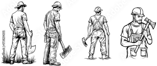 The silhouette of a construction worker holding a shovel is perfect for industrial and safety themes