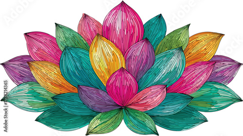 Vibrant Colorful Petal Vector Artwork with Outline for Design Projects