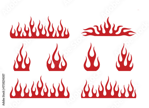 Collection of Red Flame Graphics and Fire Decals