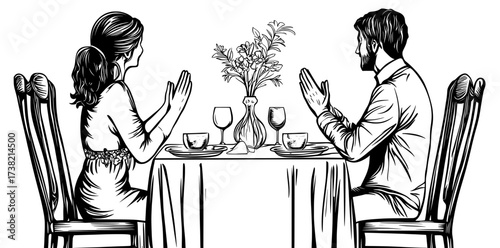A family's silhouette is visible at dinner, with everyone using their smartphones, emphasizing modern digital lifestyles