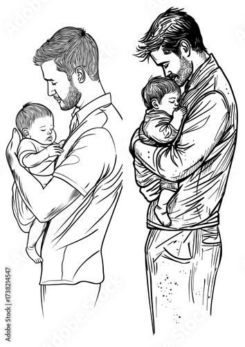 The silhouette of a father holding a child represents paternal love and family bonding